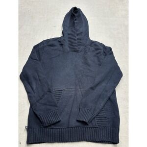 Lauren Ralph Lauren Navy Blue 100% Cotton Knit Pullover Hoodie Sweater Womens L